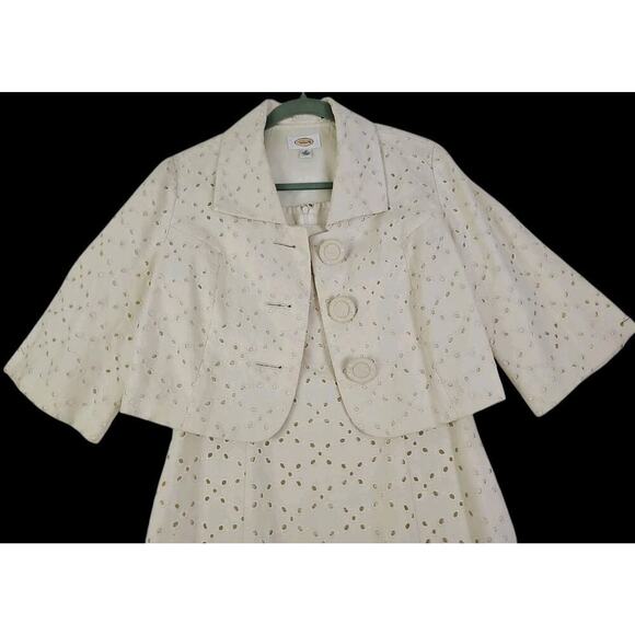 Talbots ~Woman Size 10~ Creme 2 Pc. Set 100% Linen Dress/Blazer Fully Lined. - Picture 15 of 16